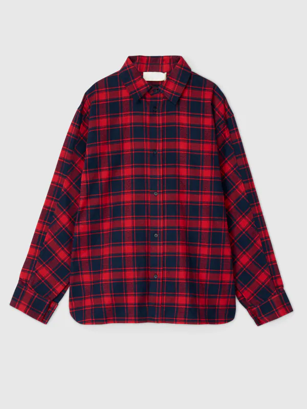 Coastal Shirt Flannel Red Navy Check