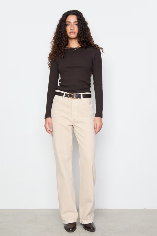 Petronella Rib Boatneck Dark Brown 