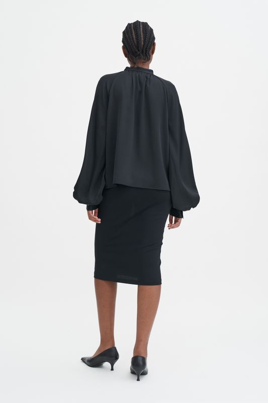 STAND Collar Blouse Black 