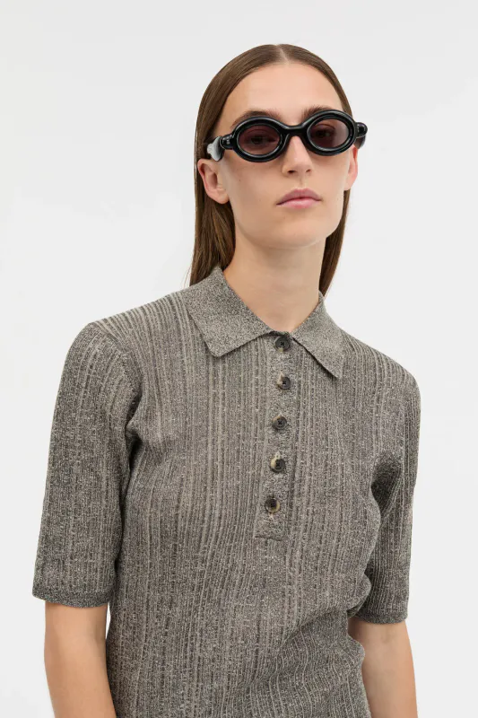 KASSANDRA Thin Rib Knit Salt And Pepper