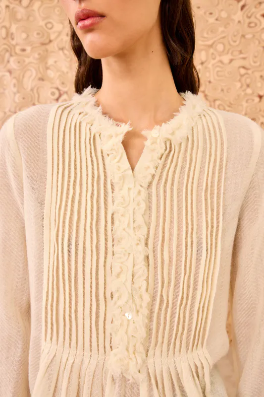 Adriel Long Sleeve Tunic Blouse Cowrie