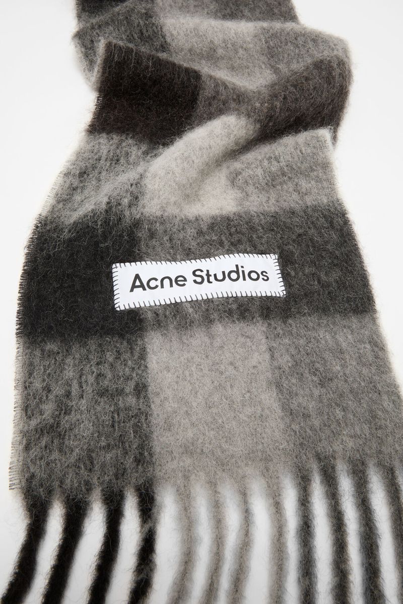 MOHAIR CHECKED SCARF Dark Black|Grey|Dark Grey