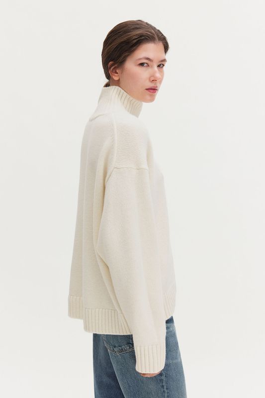 Wool Cashmere Turtleneck Sweater Off White