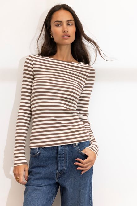 Hovedbilde Petronella Rib Boatneck Brown ...