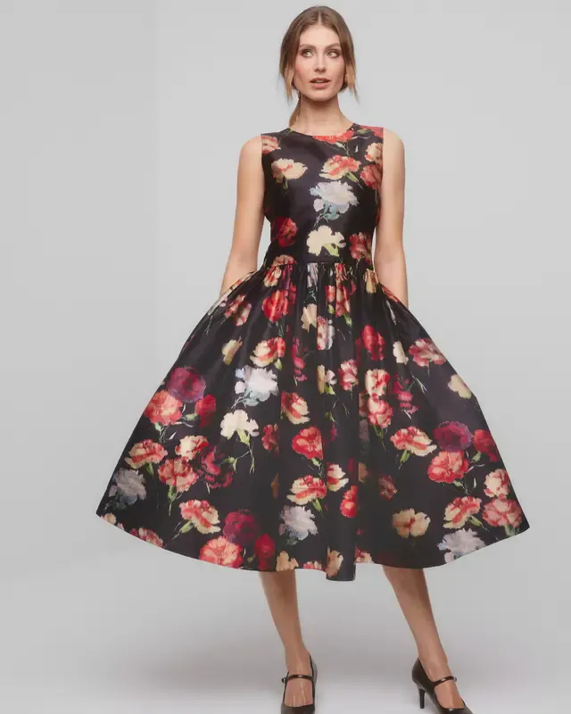 Taffeta Midi Dress Poppy