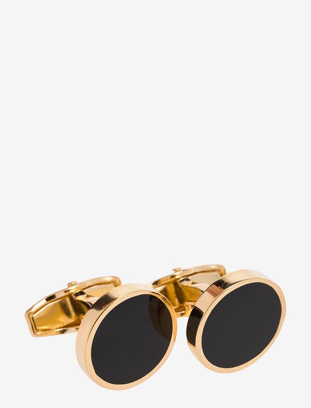 CUFFLINKS Round Gold Black Onyx
