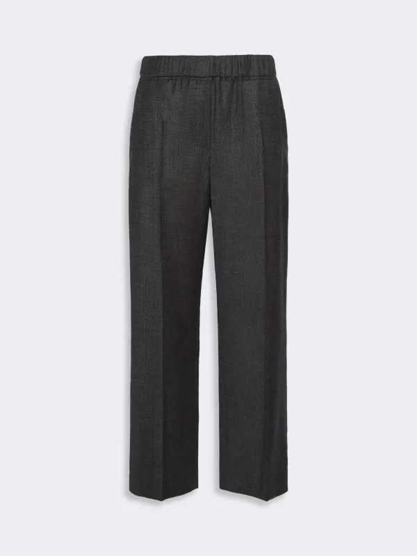 HATELEY Stretch Wool Flannel Trousers Dark Grey