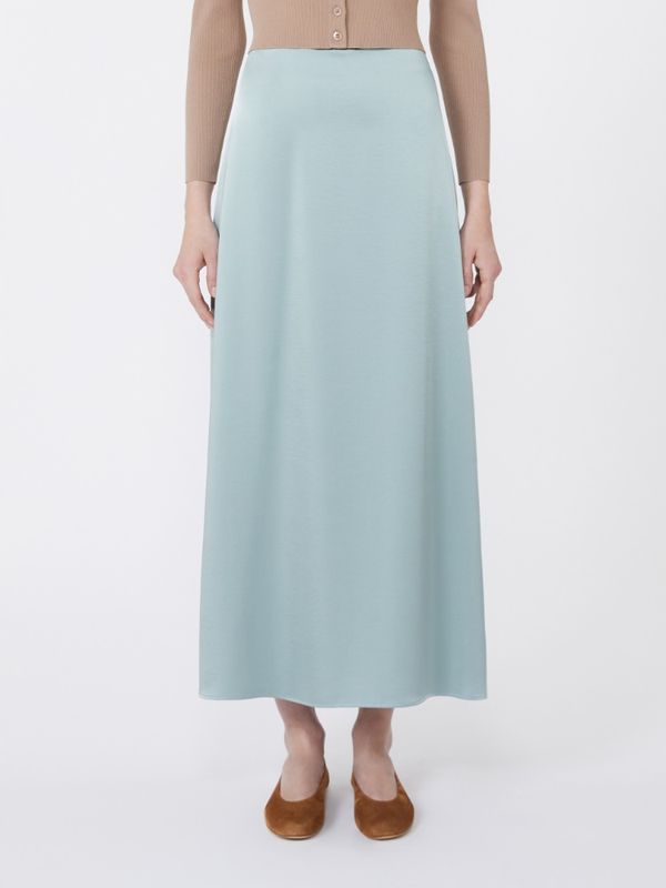 ANGELO Satin Calf-Length Skirt Jade