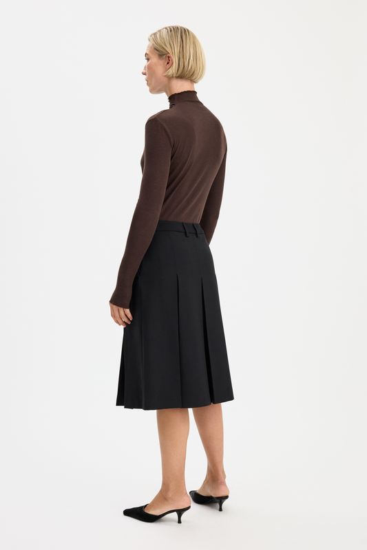 Pleated Wool Skirt Black 