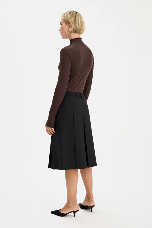 Pleated Wool Skirt Black 
