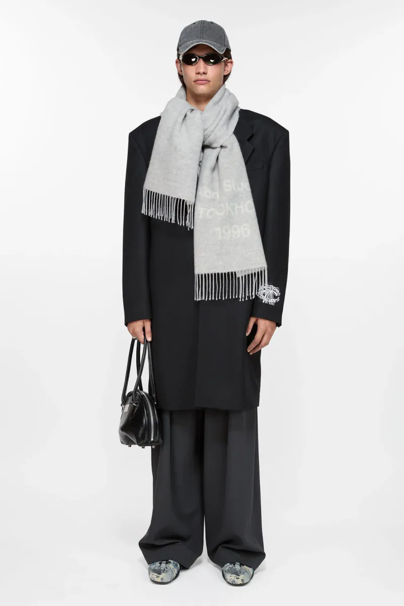 JACQUARD Logo Scarf Light Grey Melange |White 