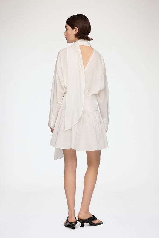 VOILE KIMONO Cotton Scarf Mini Dress Bright White