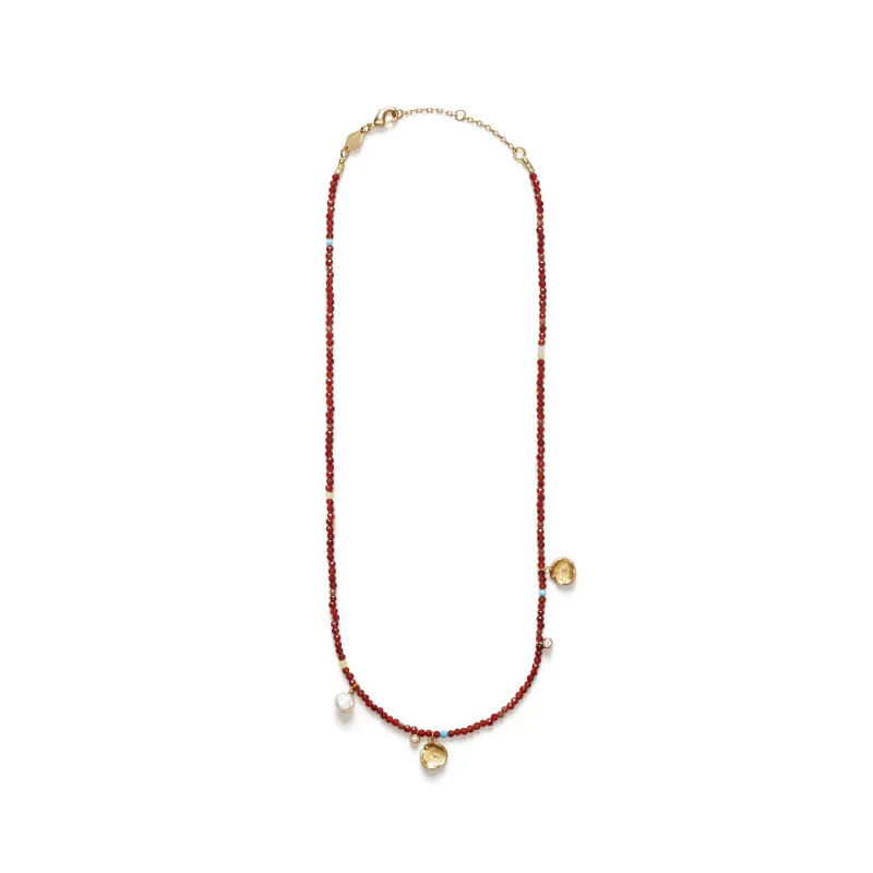Maroon Harmony Necklace Gold