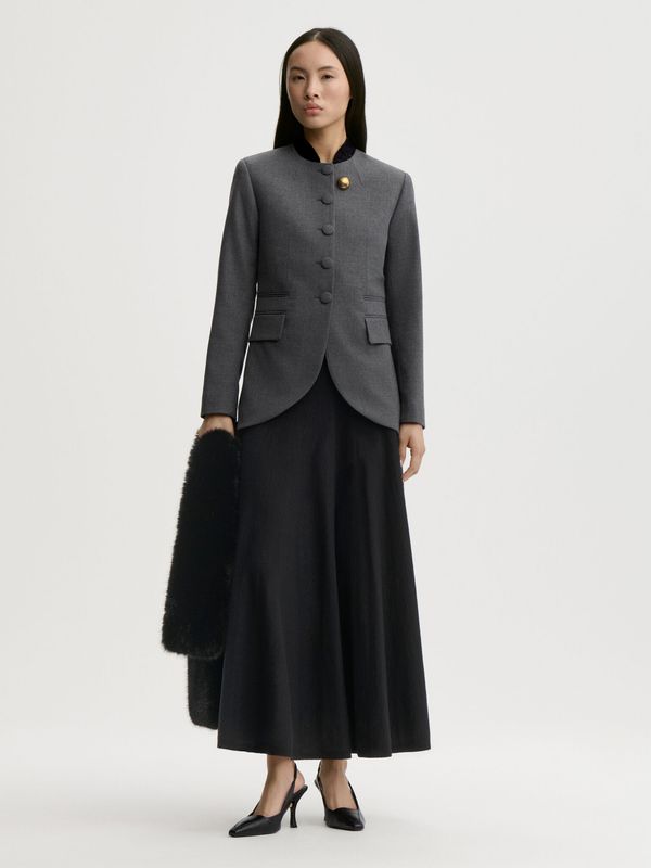 CLAYE Single Breasted Blazer Dark Grey Melange