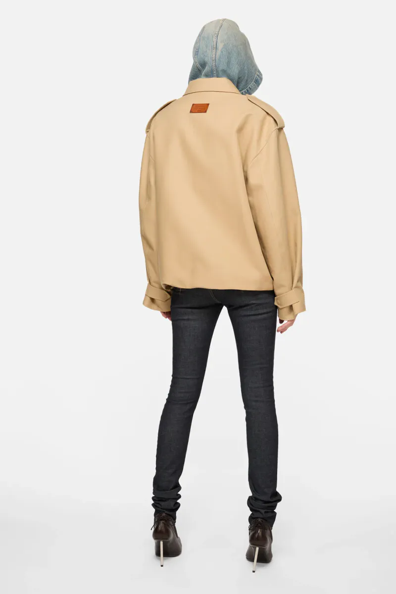 Cotton Satin Jacket Beige