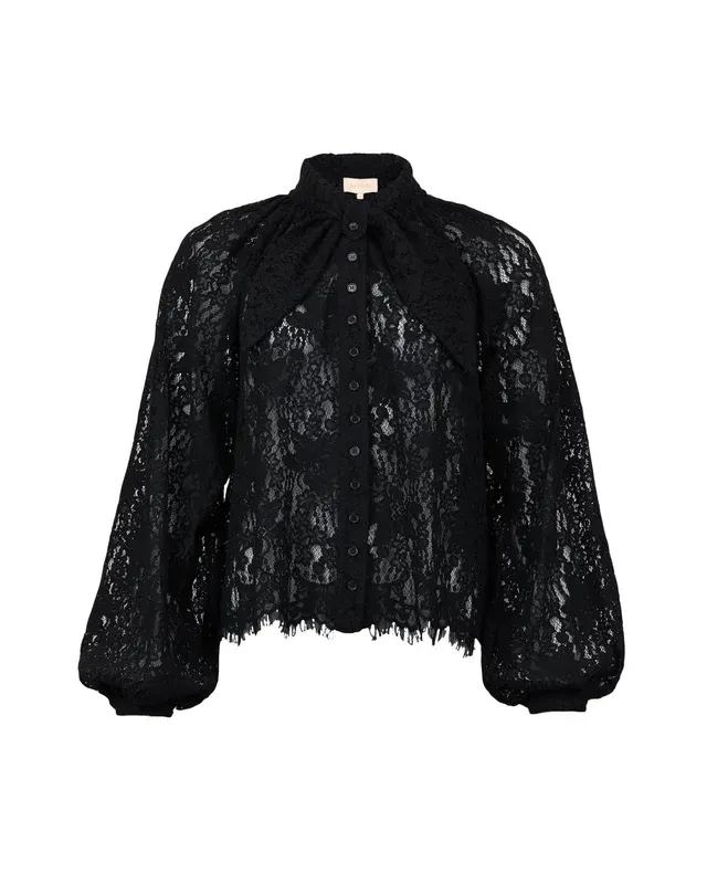 Lace Bow Blouse Black 