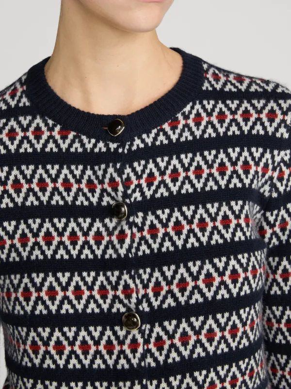The Cashmere Cardi Navy Fairisle