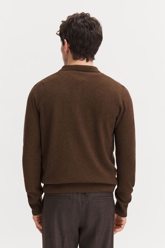 Soft Wool Polo Shirt Mid Brown 