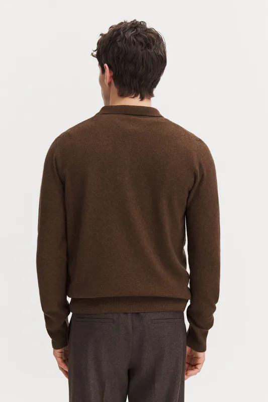 Soft Wool Polo Shirt Mid Brown 