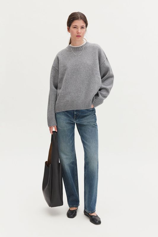 Wool Cashmere Sweater Grey Melange