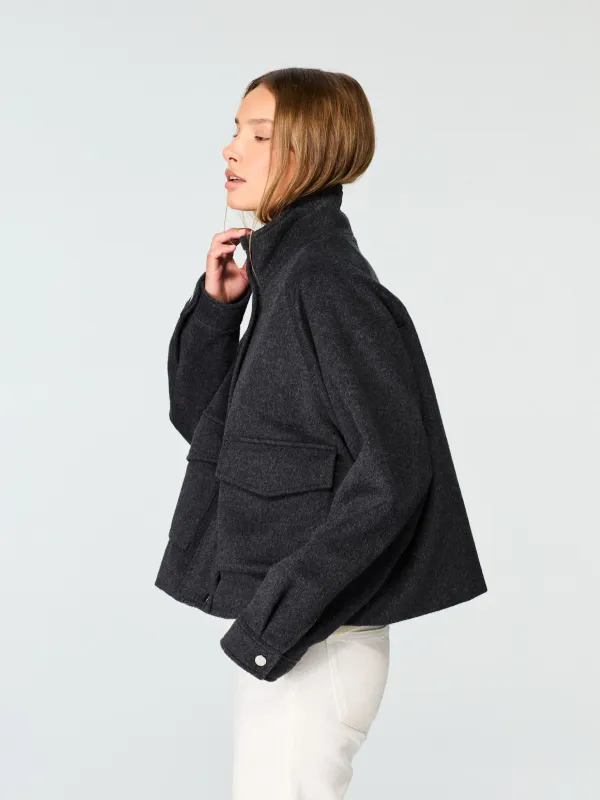 WMN Wool/Silk Short Jacket Antracite
