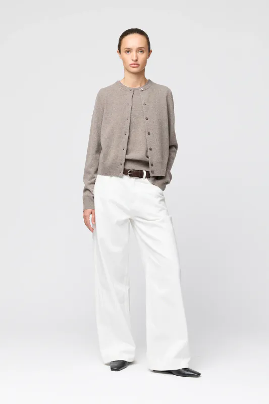 Classic Wool Cardigan Stone