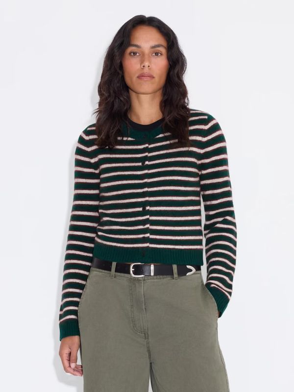 Mia Stripe Cardigan Green Stripe