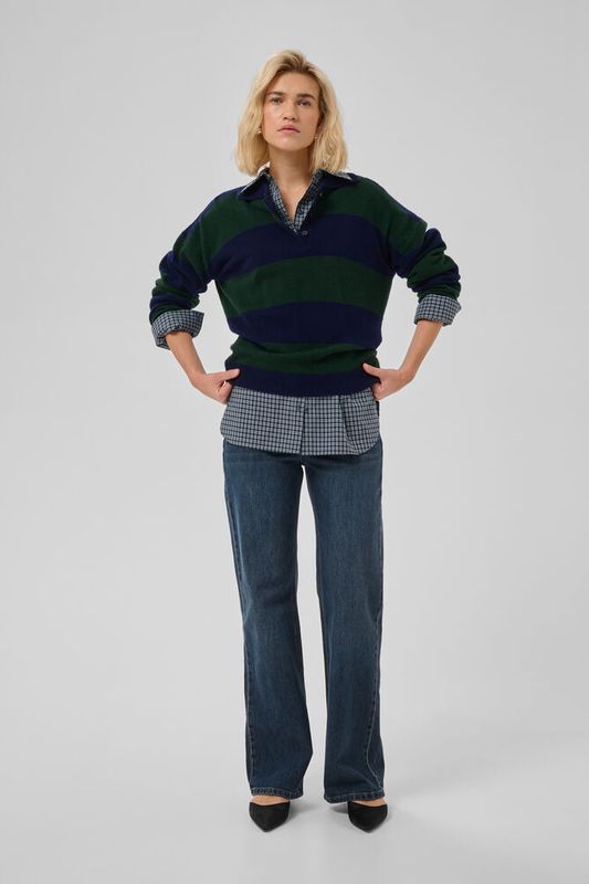MWJola Knit Polo Pullover Douglas W. Navy Stripe