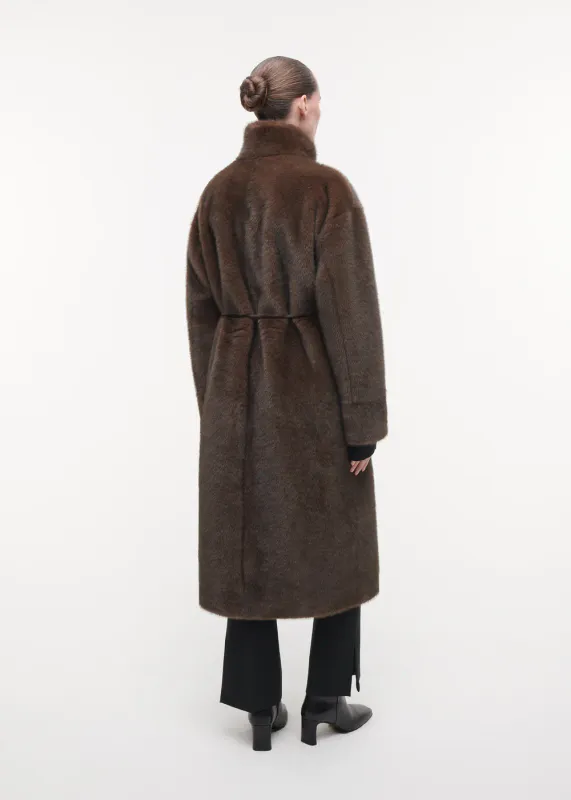 FREJA Long Faux Fur Coat Choco