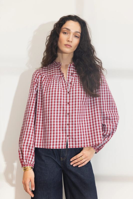 BELLIER Blouse Red Check
