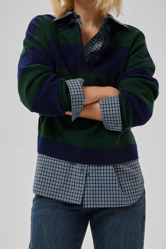 MWJola Knit Polo Pullover Douglas W. Navy Stripe
