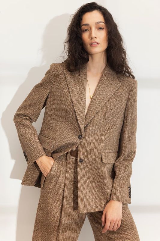 ABBY Herringbone Blazer Cognac