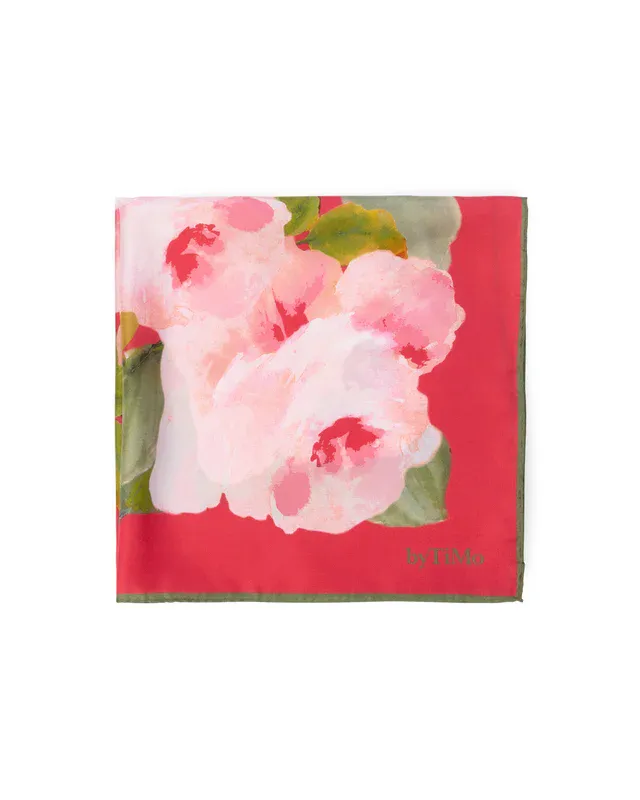 SILK Scarf Large Rouge Fleur