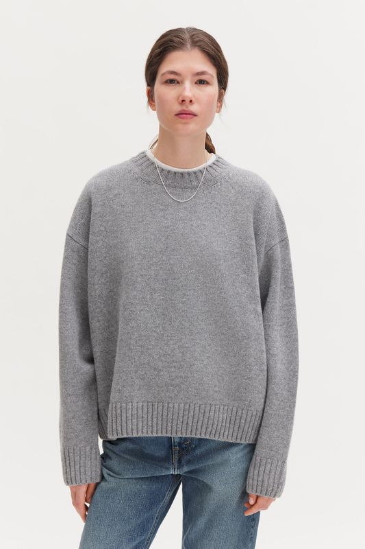 Wool Cashmere Sweater Grey Melange