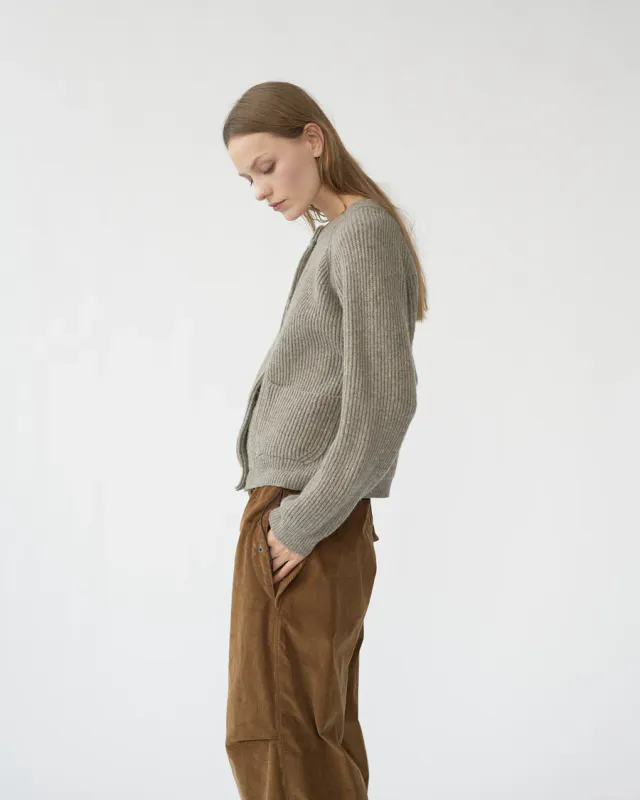 Shetlands Wool Rib Cardigan Nature