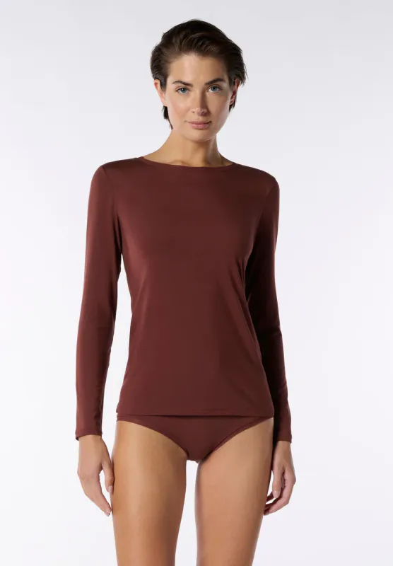 Modal Round Neck LS Cocoa