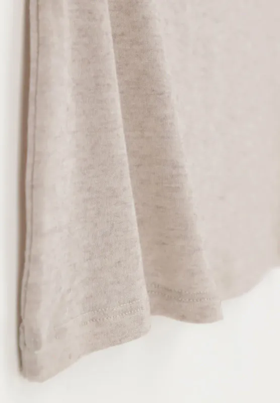 Perfect Line Cashmere Wide Shoulder Top Beige
