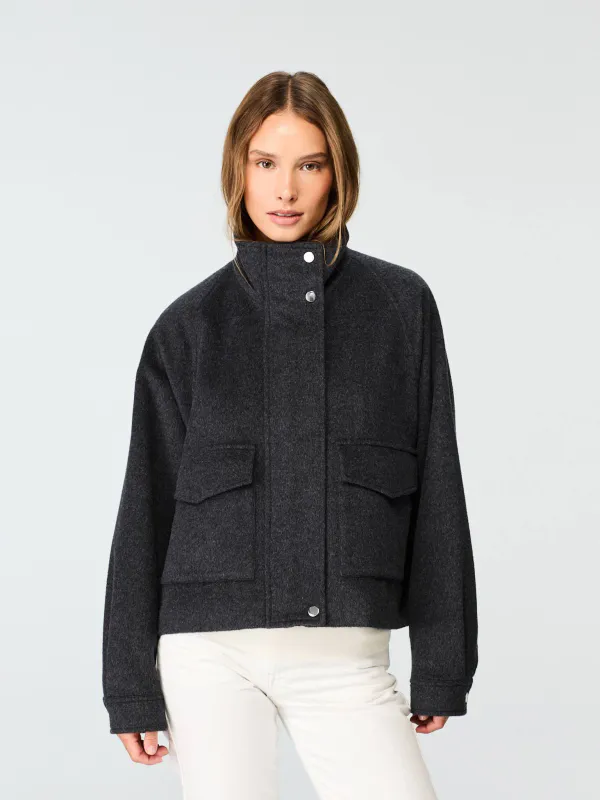 WMN Wool/Silk Short Jacket Antracite