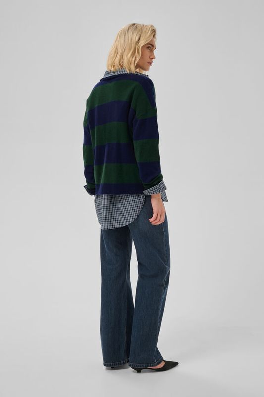 MWJola Knit Polo Pullover Douglas W. Navy Stripe