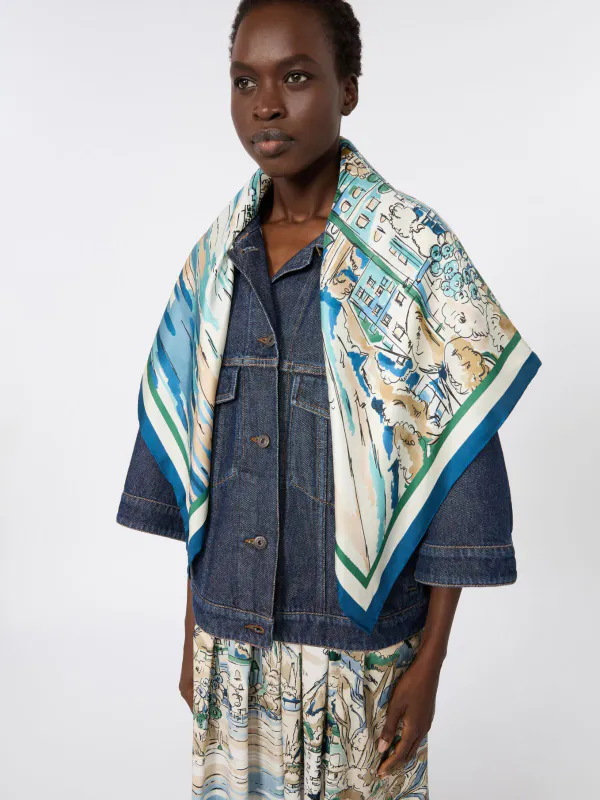 ONESTO scarf Silk China Blue
