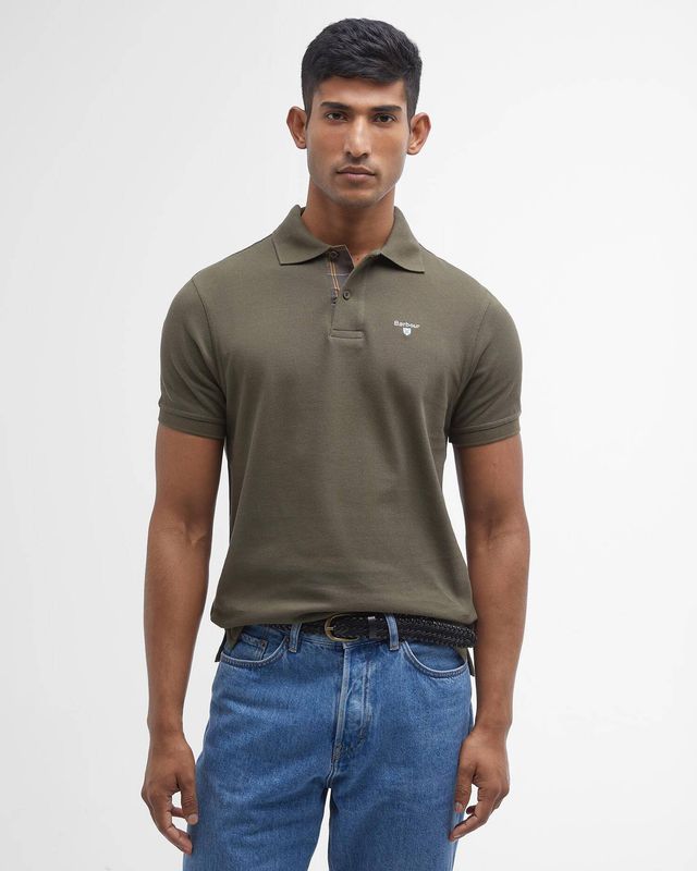Tartan Pique Polo Shirt Olive 