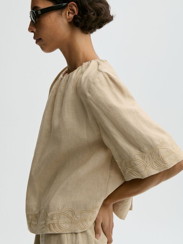 Marian Linen Top Old Beige