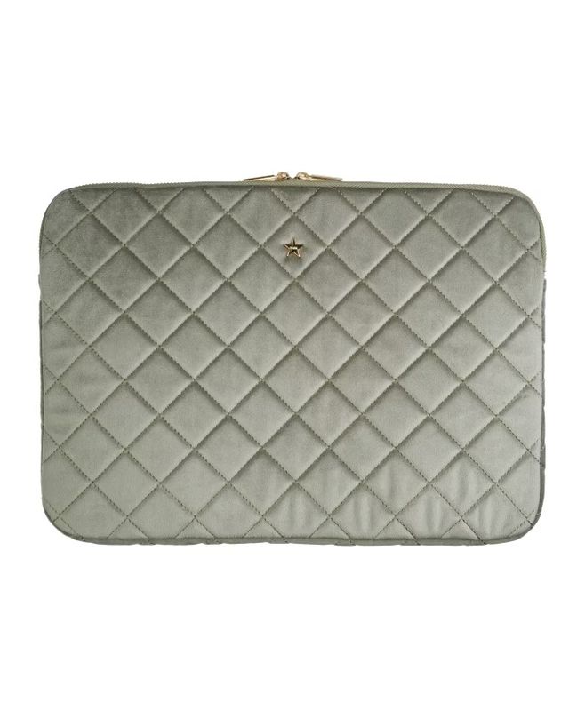 VELVET QUILTED Mac Cover Milieu Green