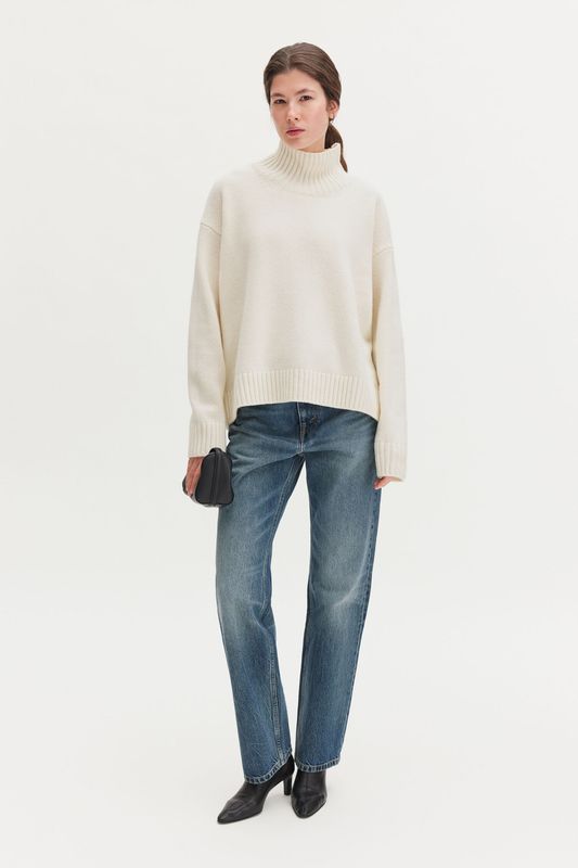Wool Cashmere Turtleneck Sweater Off White