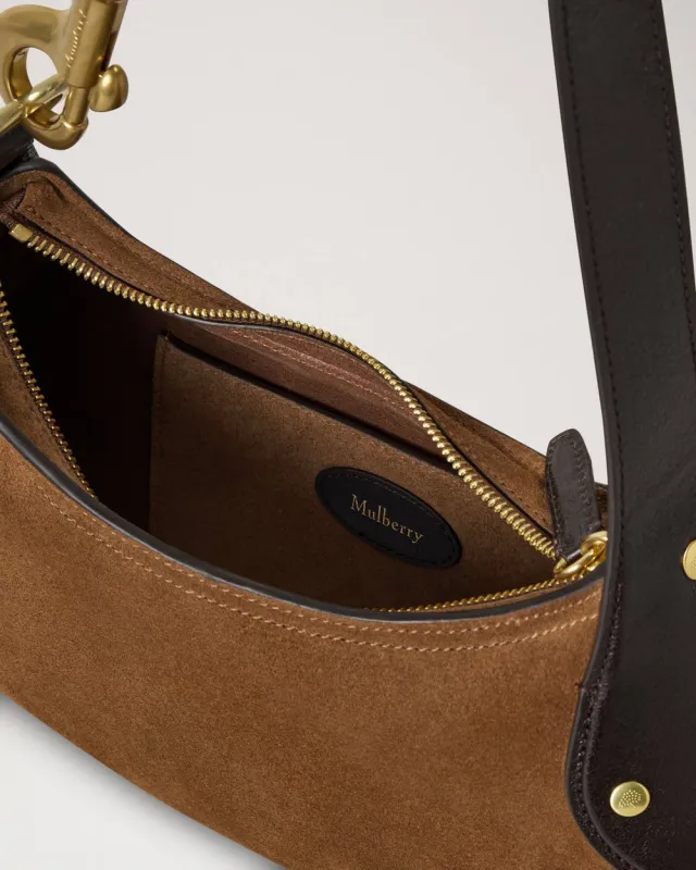 HACKNEY Small Shoulder Bag Suede Vintage Oak