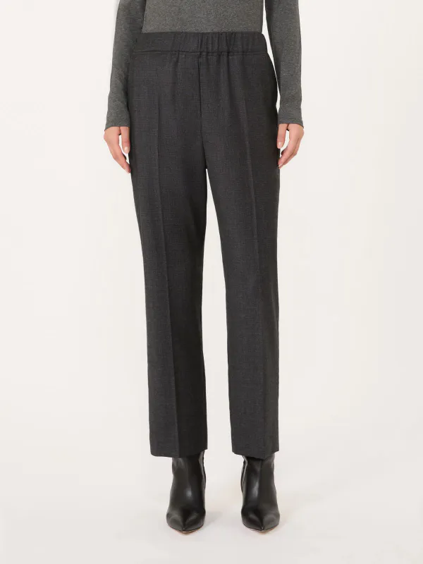 HATELEY Stretch Wool Flannel Trousers Dark Grey