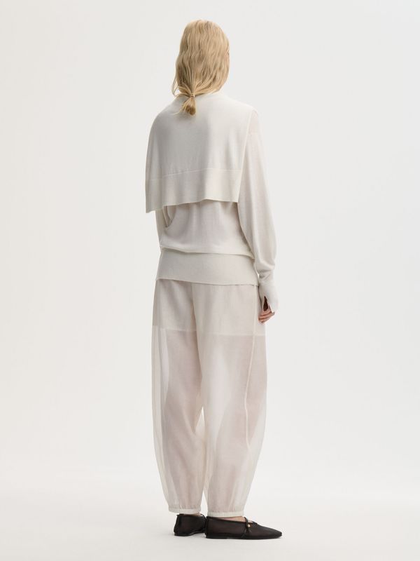 LUMAS Silk Organza Trousers Soft White